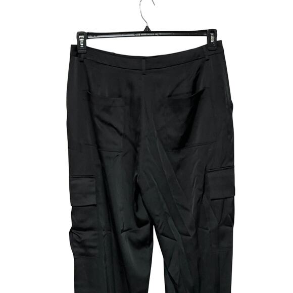 DKNY JEANS WOMENS STRETCH SATIN CARGO WIDE-LEG PANTS BLACK SIZE 16 NEW - Picture 8 of 14